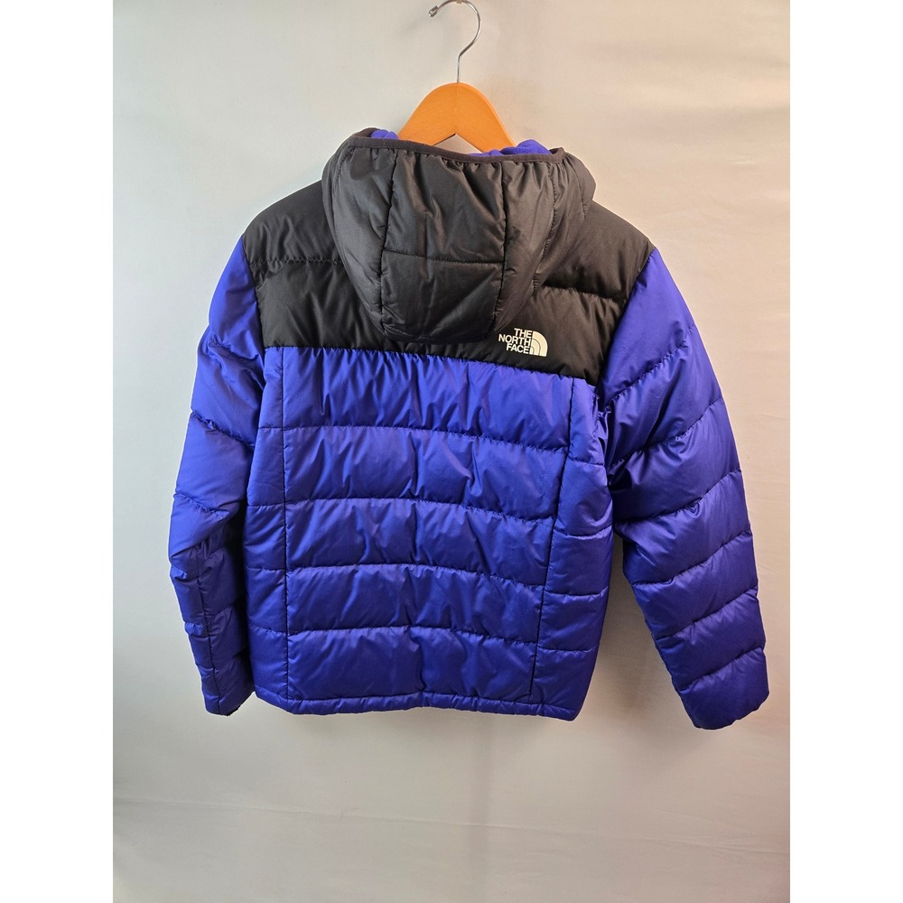 The North Face Mens Puffer Jacket Blue Black 550 Down Hooded Coat 1421 Size S - Picture 2 of 9